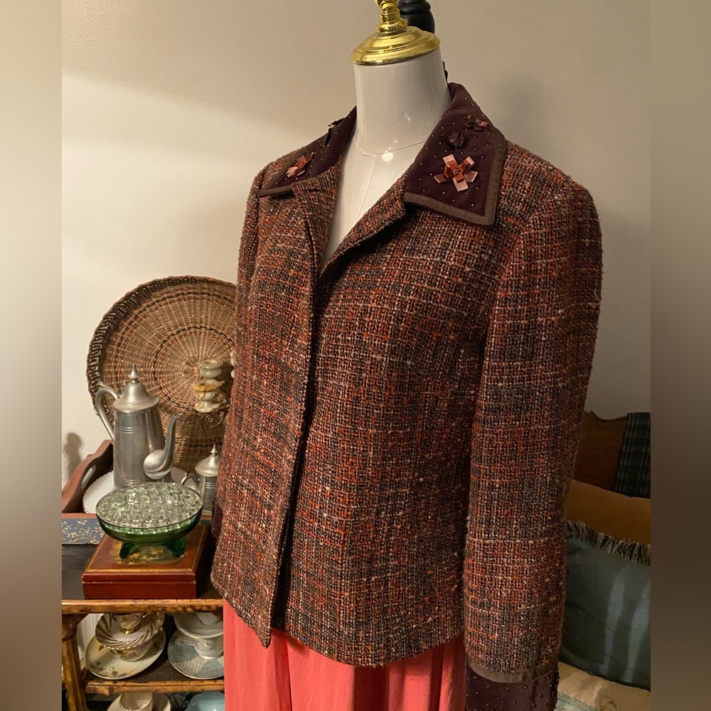 Vintage SPANNER Button Up Tweed Blazer Size 8